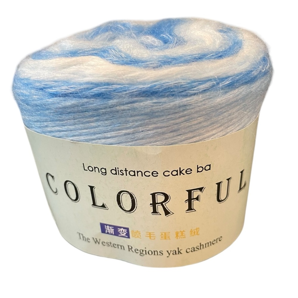 Yarn Cake Roll NEW Blue White Cotton Wool Acrylic SOFT!‎ 3.7 oz Knit Crochet